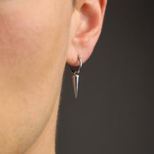Load image into Gallery viewer, spike latch back hoop earrings in stainless steel
