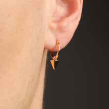 Load image into Gallery viewer, gold spike latch back hoop earrings
