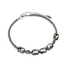 Load image into Gallery viewer, omega printed glass and stone bead necklace
