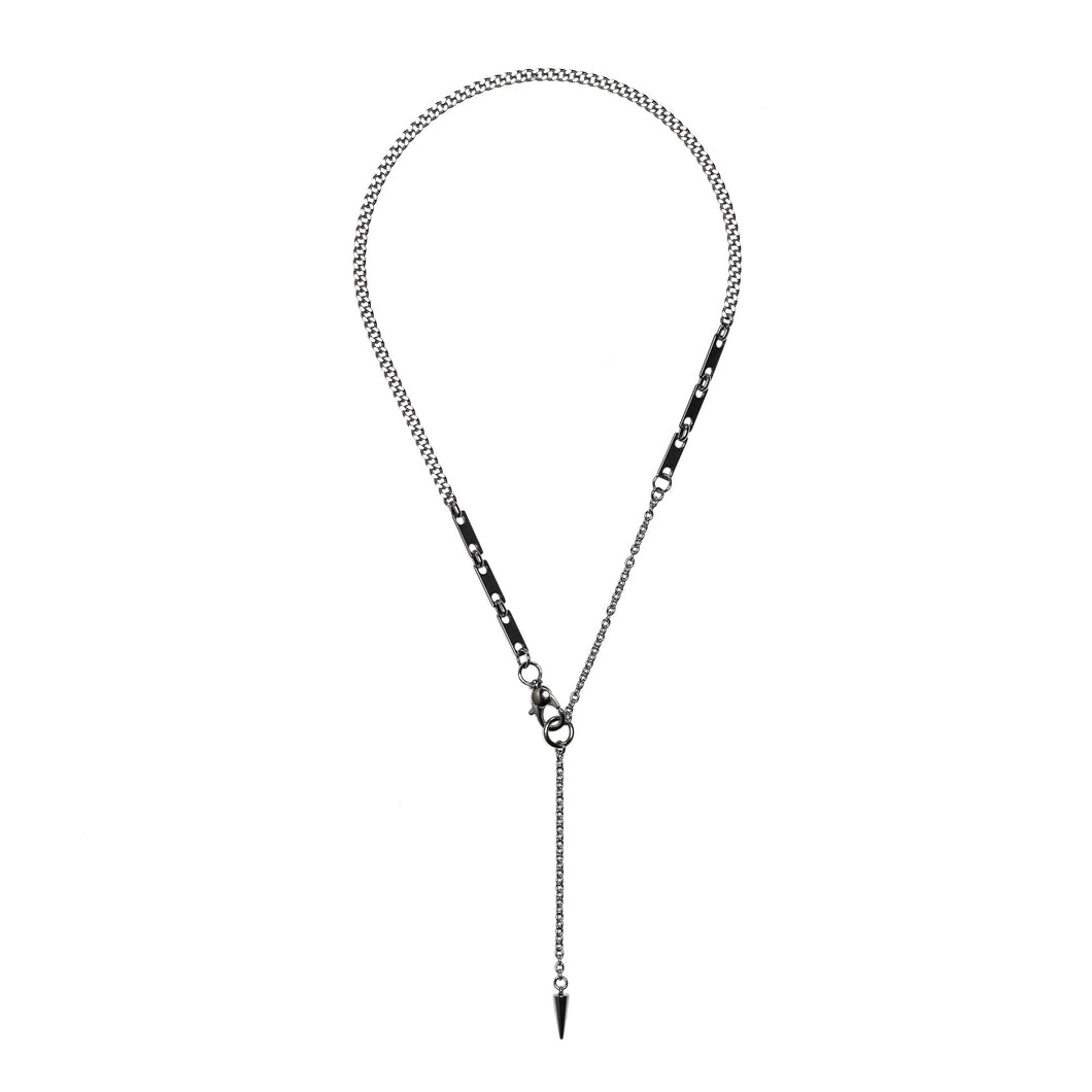 sven lariat chain necklace with spike in stainless steel