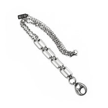 Load image into Gallery viewer, kai silver modern grunge metallic pendant chain necklace in steel
