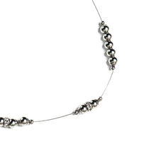 Load image into Gallery viewer, schwutz silver bead and rhinestone floating necklace in steel
