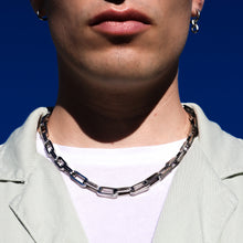 Load image into Gallery viewer, yuve silver double link industrial chain necklace in steel
