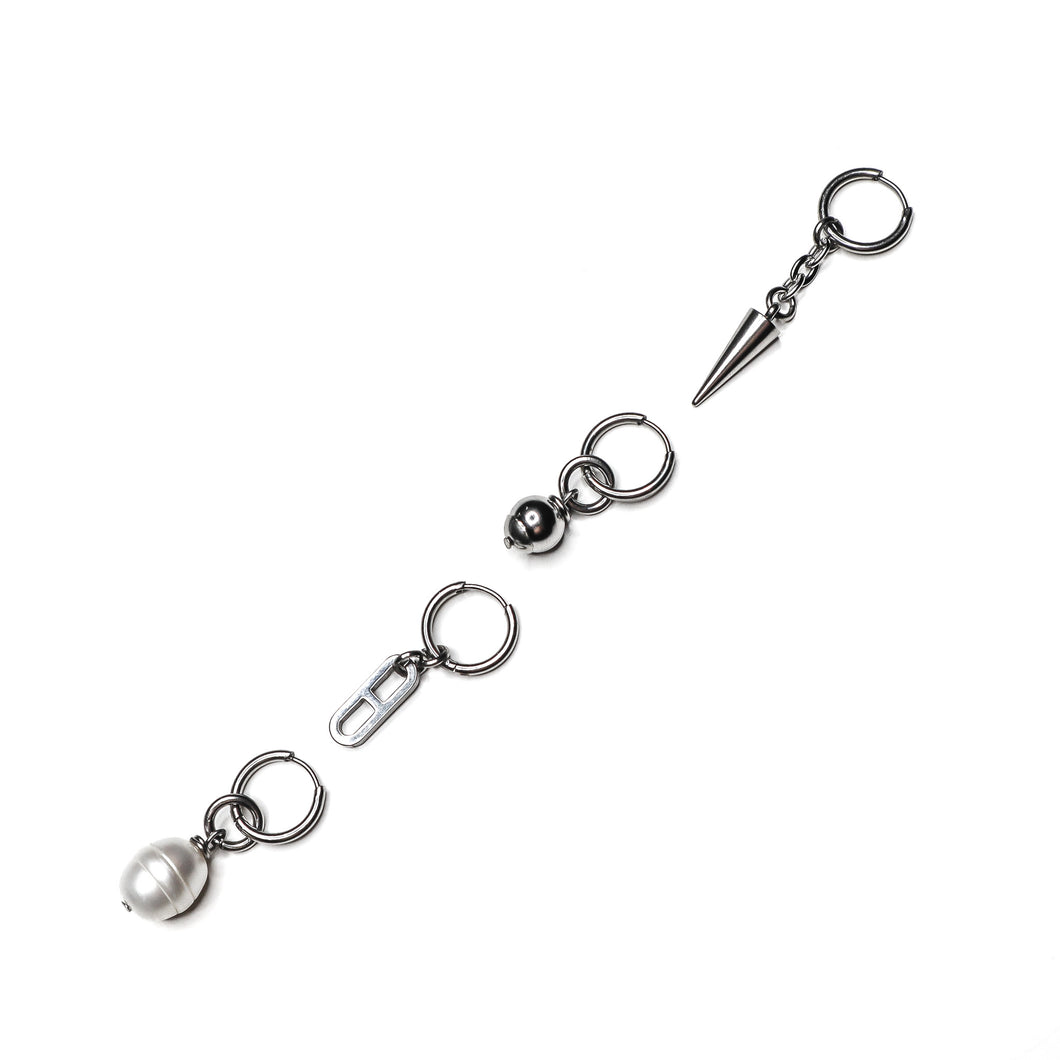 Vortex single latch back hoop earring pack in stainless steel