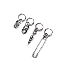 Load image into Gallery viewer, Helm silver grunge earring set in stainless steel
